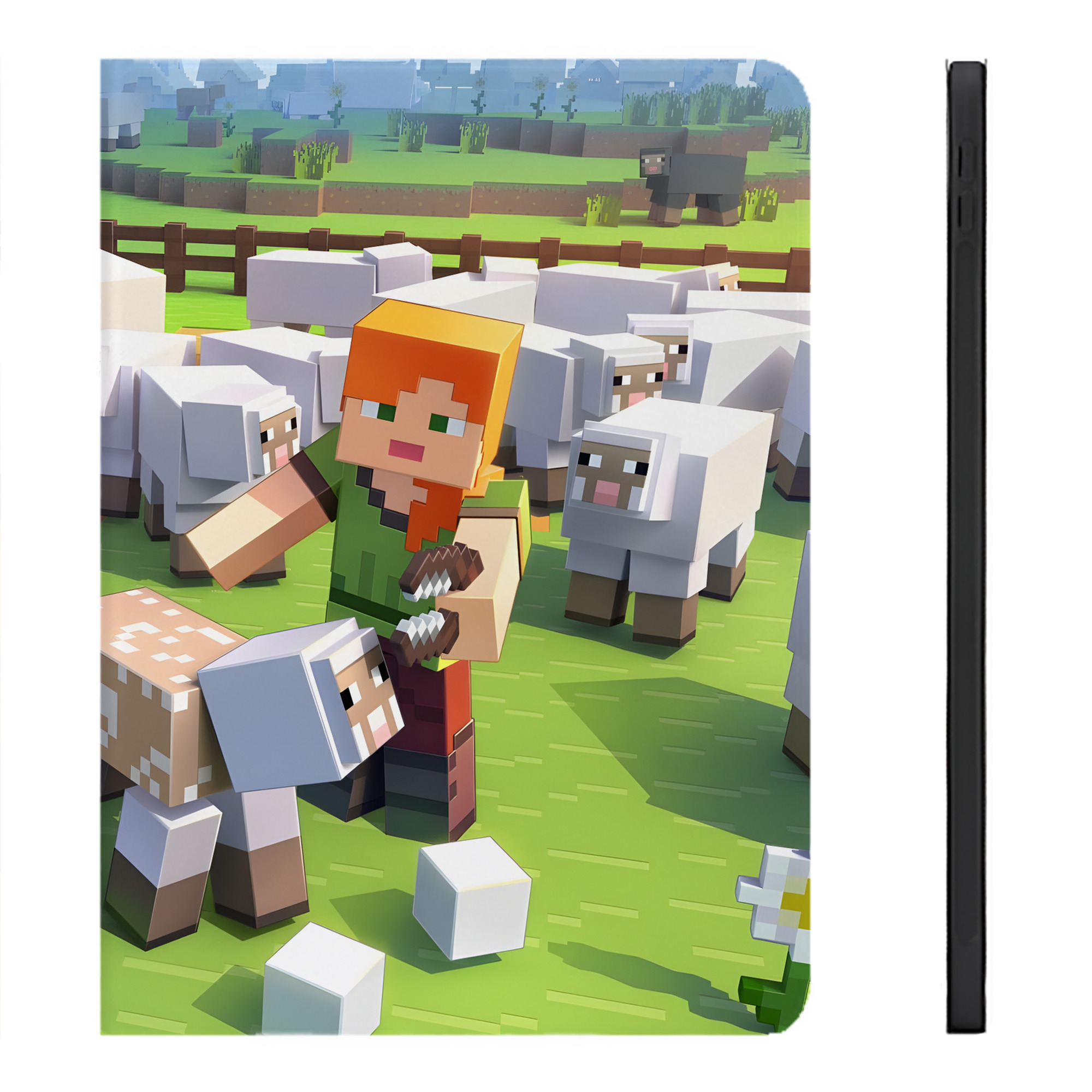 （画像用） マインクラフト ブロックの世界 Minecraft MC Block world IPadケース ペンホルダー付き ブックスタイルデザイン